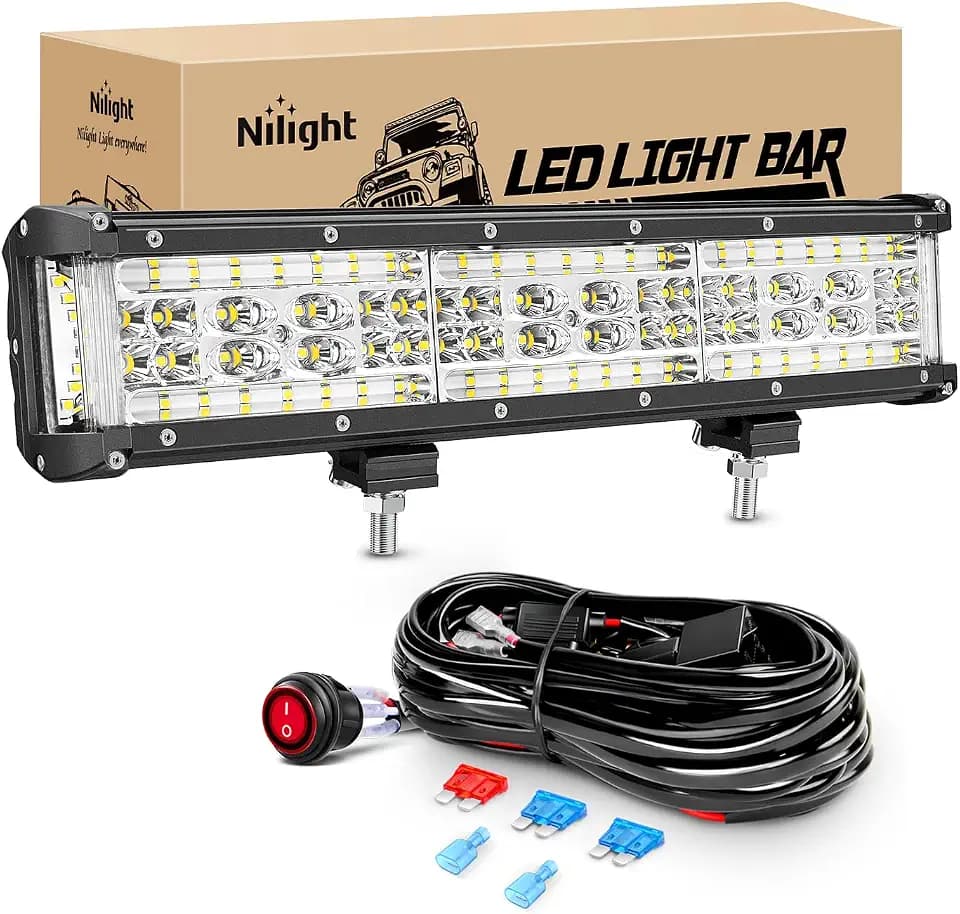 Nilight Side Shooter LED Light 1PC 13.5" with Wiring Kit for Truck SUV UTV