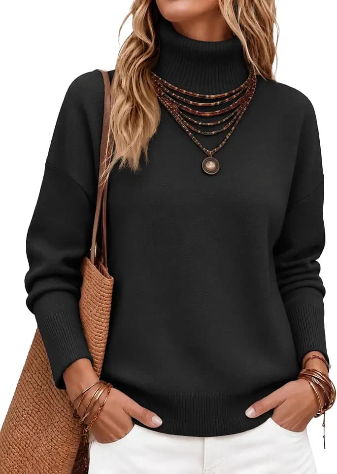 Zeagoo Women's Turtleneck Sweater 2026 Fall Winter Chunky Knitted Pullover
