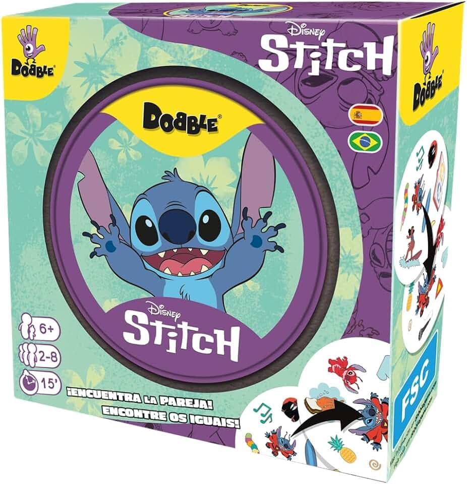 Zygomatic Dobble Disney Stitch | Beobachtungs- und Geschwindigkeitskartenspiel für Kinder und Erwachsene, ab 6 Jahren, 2 bis 8 Spieler, 15 Minuten pro Spiel, mehrsprachig (evtl. Nicht in Deutscher