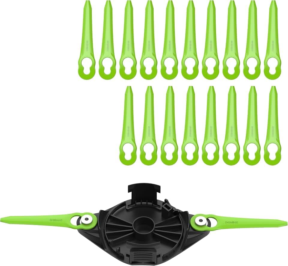 Greenworks Auto Feed Dual Blade Cover + 20-Pack Blades Set, Compatible with 24V 13 Inch String Trimmer ST1302, ST24L413-00, ST24L02-00