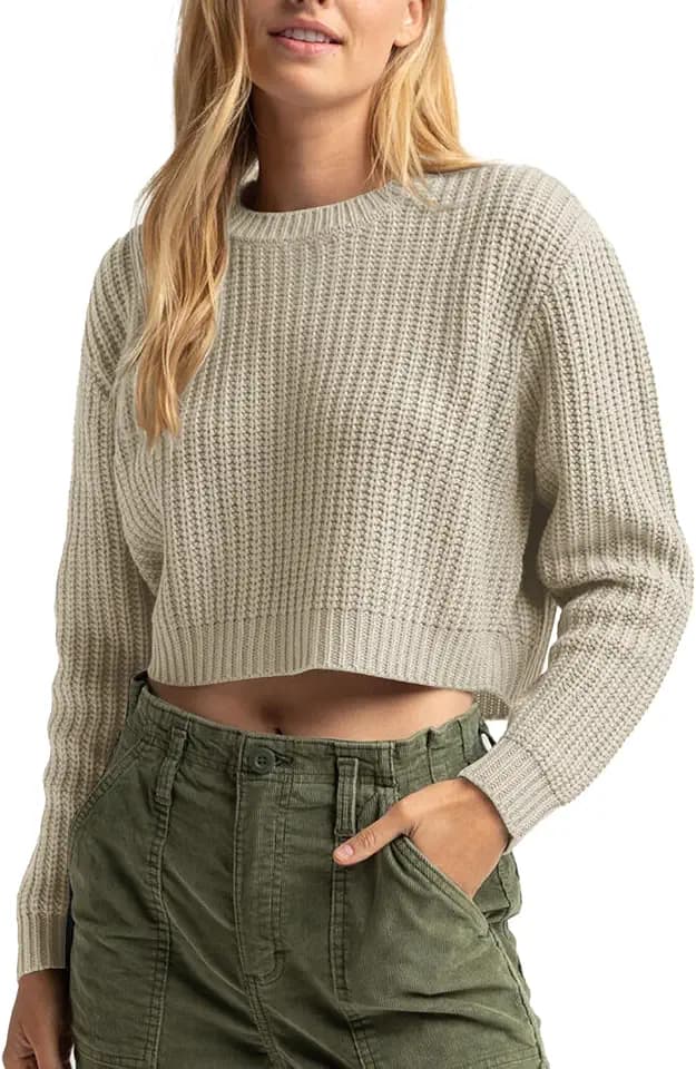 Jumppmile Cropped Sweater for Women Crop Pullover Long Sleeve Fall Outfits