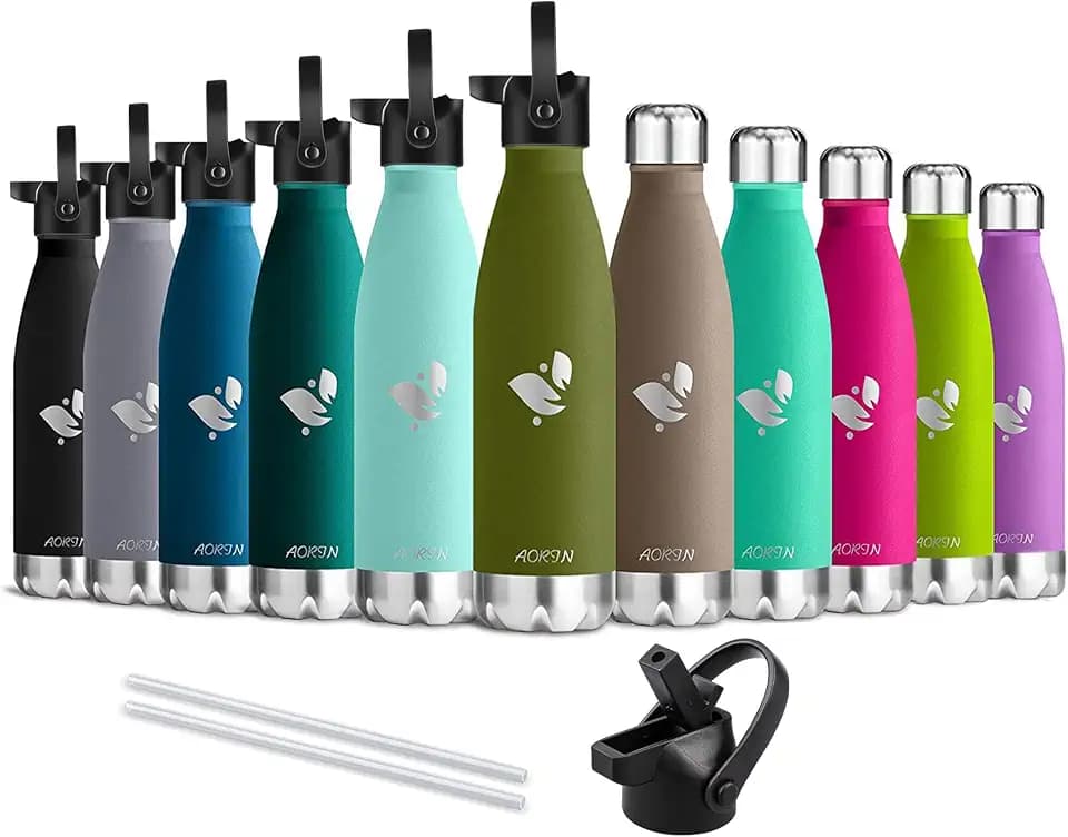 AORIN Vakuum-Isolierte Trinkflasche - 350ml/500ml/750ml - Wasserflasche BPA-Frei,24 H Kühlen & 12 H Warmhalten, Ideale Thermosflasche für Kinder, Schule, Sport, Outdoor, Fahrrad, Fitness