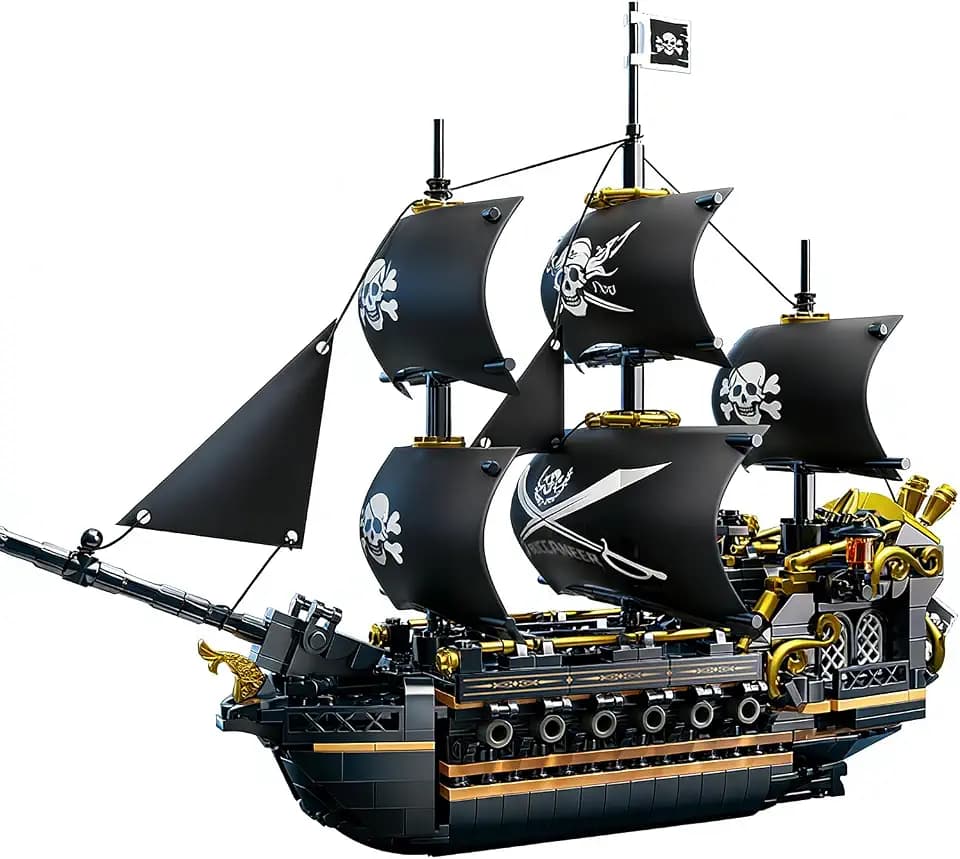 Chodia Pirate Ship Building Blocks Set, Black Pirate Vessel Toys,3-Mast Classic Pearl Corsair Sailing Ship Model Kits with Display Stand, Birthday Gifts for Adults Boys Men Teens Kids 8+,8-12（801 PCS