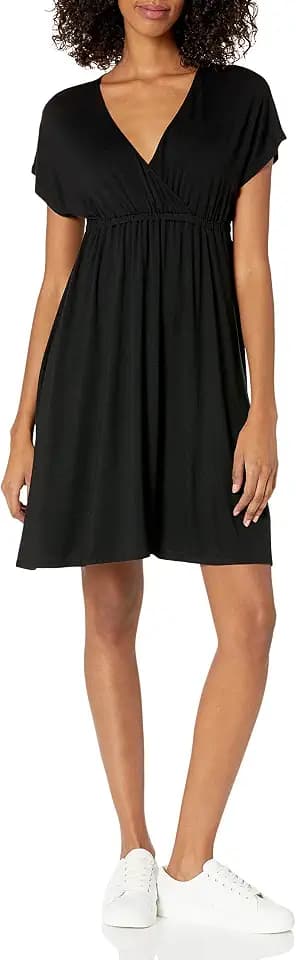 Amazon Essentials Women's V Neck Elastic Waist Surplice Dress (Available in Plus Size)