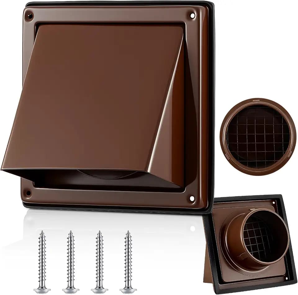 Gisafai 6'' Dryer Vent Cover Outside Wall, Steel Exhaust Hood, Brown