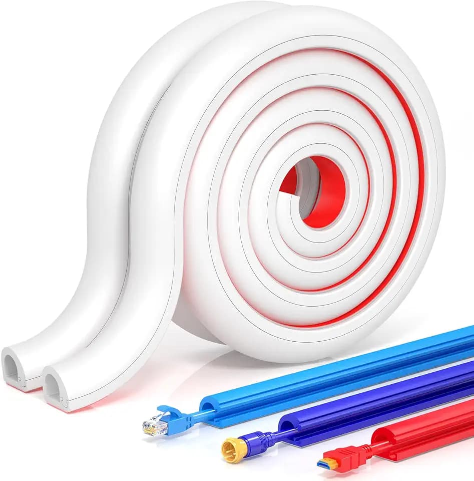 Wall Cord Hider - Flexible Cable Concealer for Mounted TVs, Self-Adhesive, W0.59inxH0.39in, White