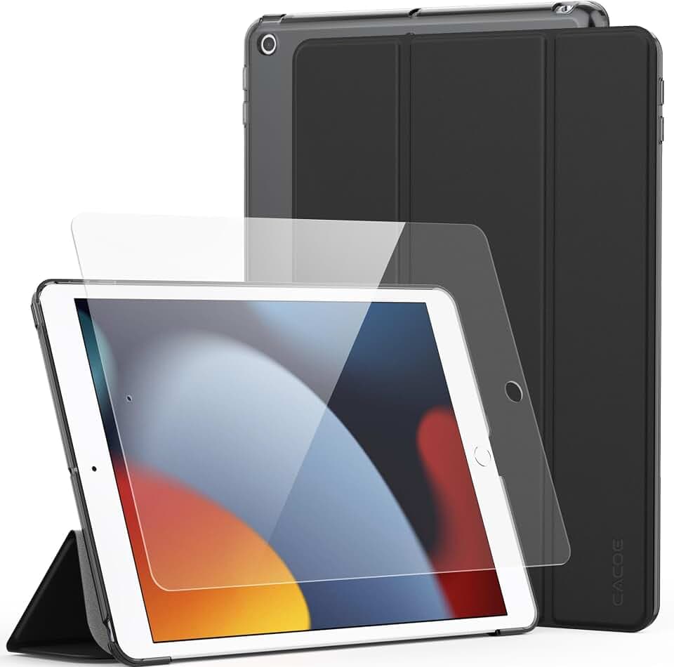 CACOE Hülle für iPad 9./8./7. Generation (10,2 Zoll) mit Schutzfolie