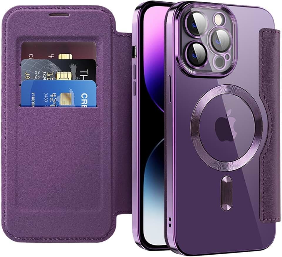 Handyhülle für iPhone 13 Pro Magnetic Hülle PU Premium Lederhülle Klappbar Flip Case Tasche Magnet mit Kartenfach Schutzhülle Case Transparent Hülle Geeignet für iPhone 13 Pro