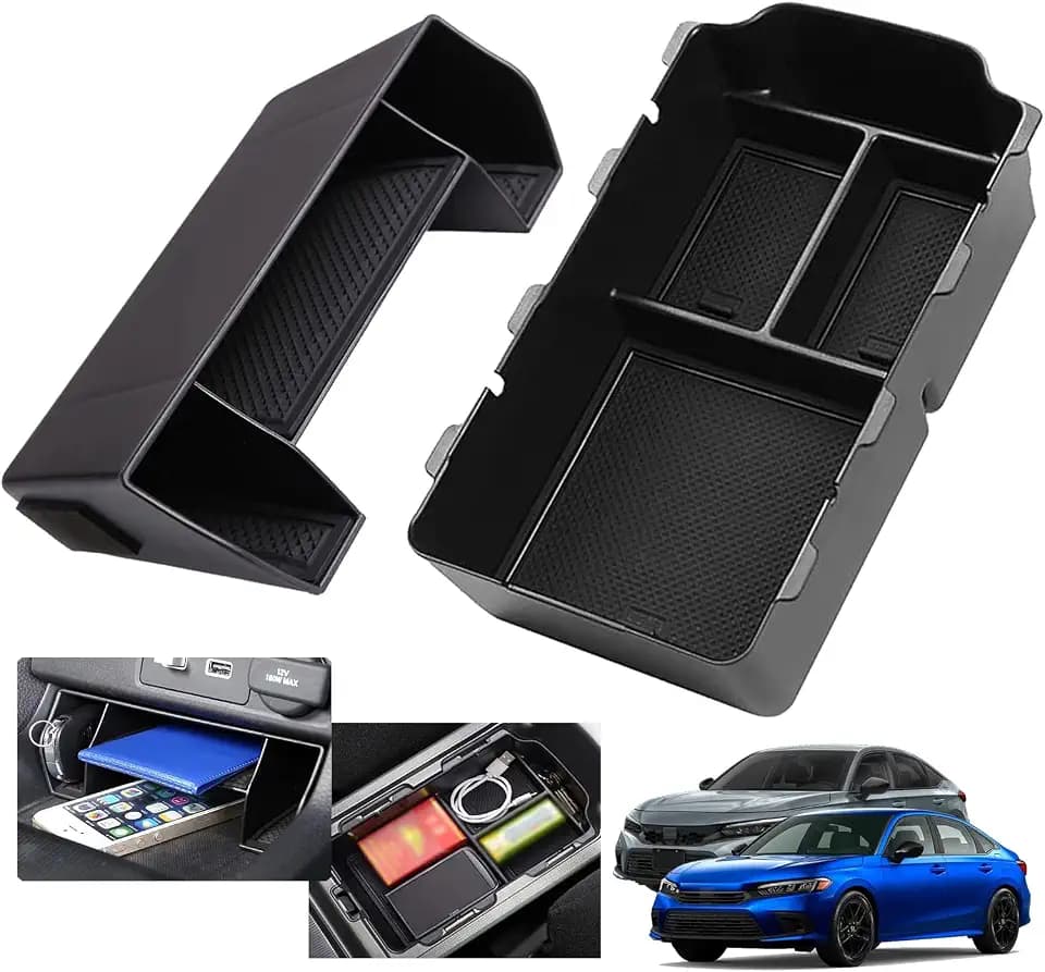 2023 Civic Center Console Organizer Tray for 2023 2022 Honda Civic 11th Gen Sedan Hatchback LX EX Sport Interior Civic 2022 Accessories Civic 2023 Central Console Organizer Insert Tray (2pcs)