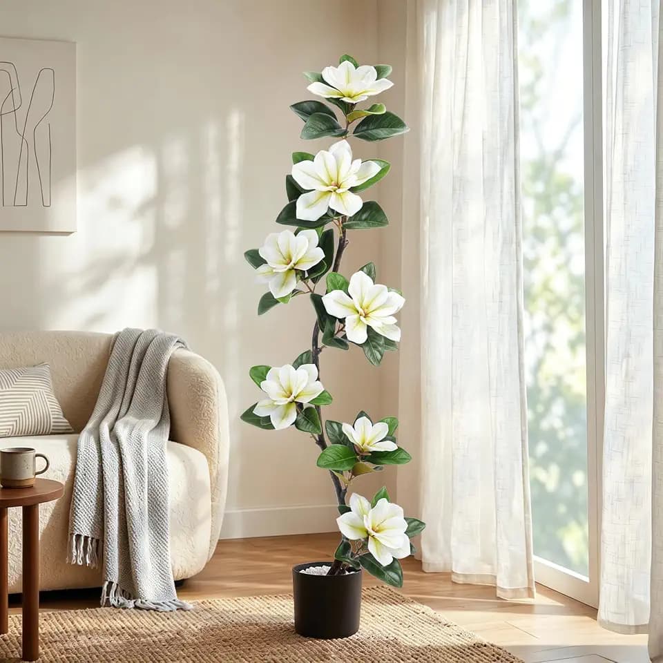 4.6 Ft Magnolia Tree Fake Tree Magnolia Decor Tree for Living Room