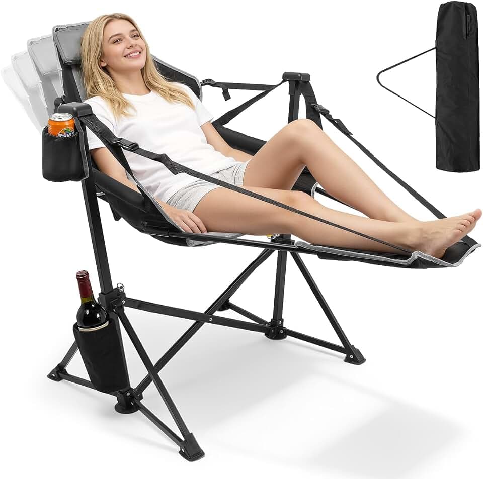 ZENPETIO Hammock Camping Chair with Footrest, 500lbs Folding Rocking Chairs