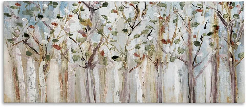 Stupell Industries Bare Branch Trees Birch Forest Fall Twigs Abstract Painting, Design by Susan Jill, Grey, 48 x 20
