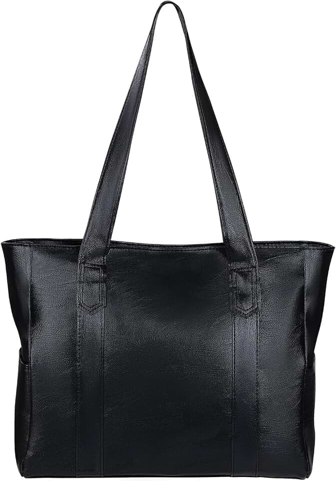 Tragetasche Damen Shopper Tasche Tote Bag Pu Leder Tasche mit Reißverschluss Wasserdicht Groß Umhängetasche für Alltag, Büro, Schule und Einkauf Schwarz