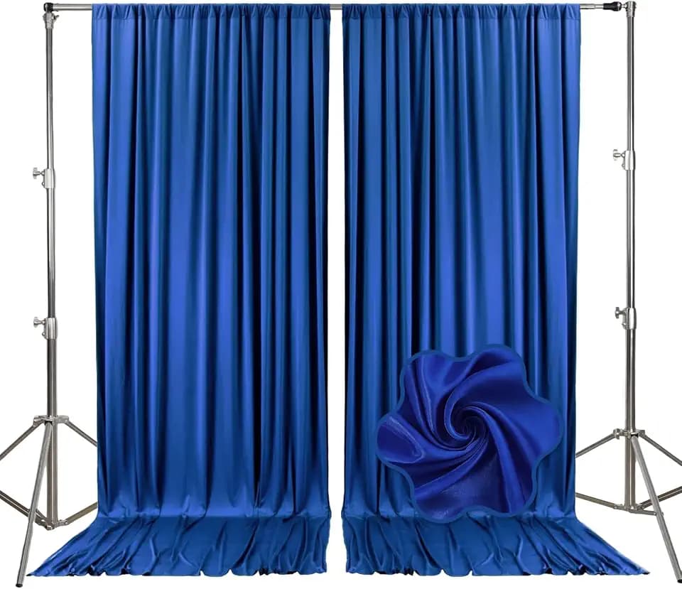 10ft x 10ft Royal Blue Backdrop Curtains for Parties, Fabric Satin Background Curtain with Rod Pockets for Weddings, Birthday, Baby Shower, Photography, Graduation Party Backdrop Drapes, 2 Panels