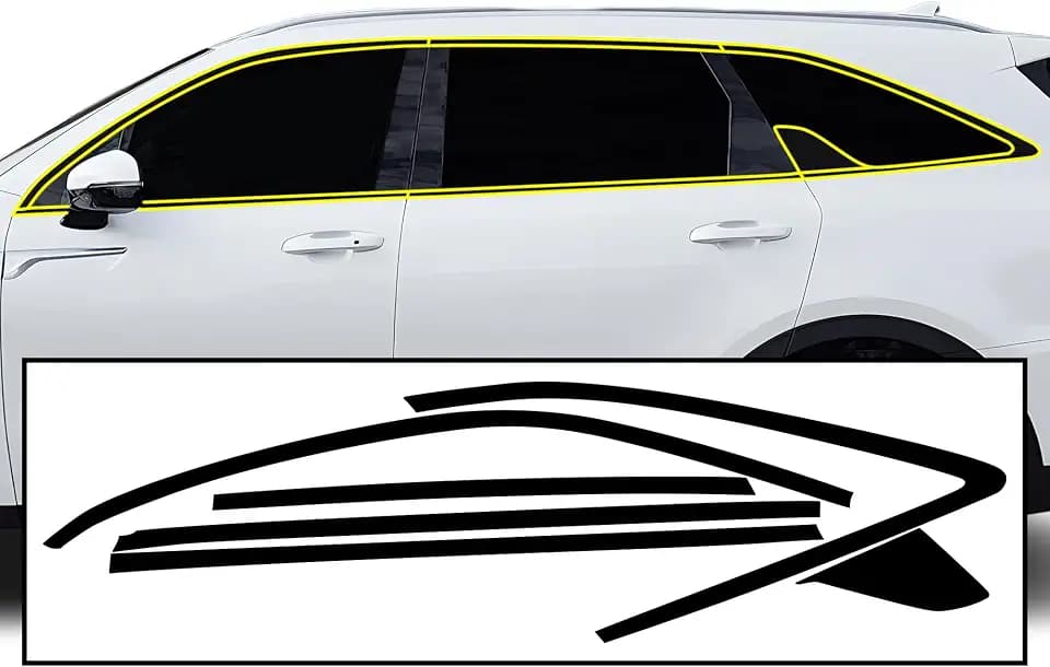 BOGAR TECH DESIGNS for Kia Sorento 2021-2026 Side Window Chrome Delete – Precut Vinyl Trim Overlay, Gloss Black Blackout Appearance