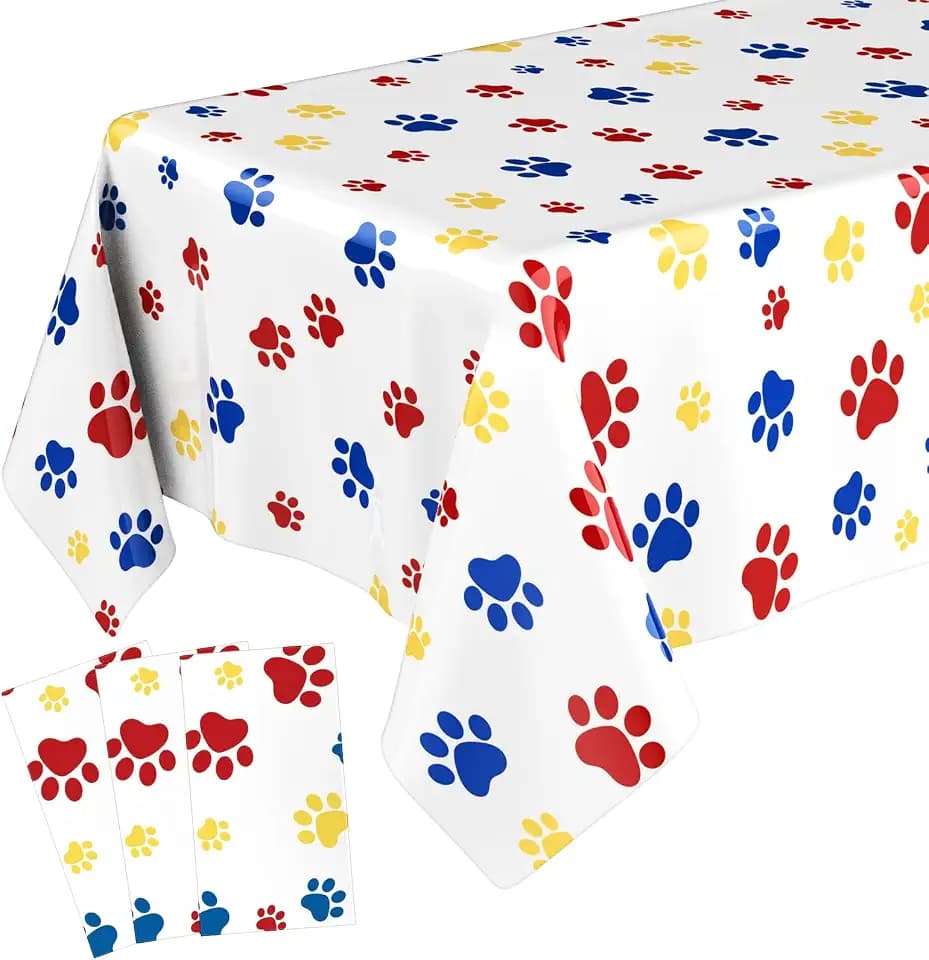 Gilprop 2 Pack Dog Paw Prints Tablecloth Plastic,Red,Paw Prints