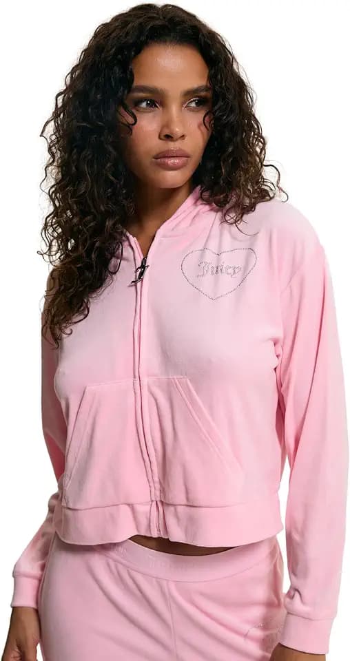 Juicy Couture Damen Stud Zip Through Velour Hoodie Sweatshirt (1er Pack)