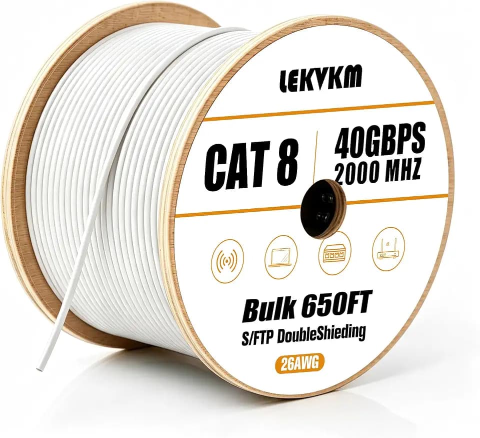 Cat8 Bulk Ethernet Cable, 650FT, White