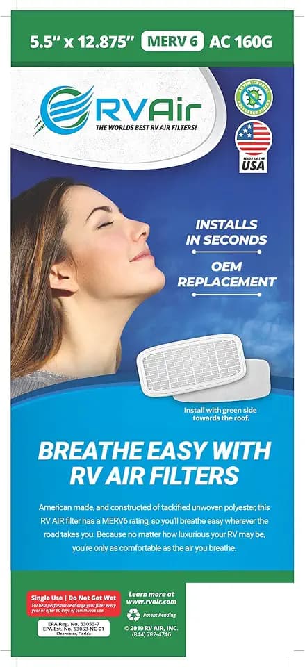 RV Air RV AC Filter | 2 Filters AC 160G Air Filters for RV Air Conditioner | Made in USA RV Filter to Replace Standard RV Air Conditioner Filters for Better Airflow and Cleaner Air | MERV 6 Rated