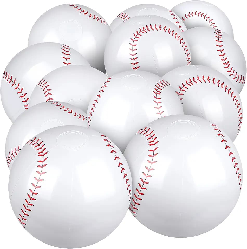 Fovths 12 Pieces Inflatable Baseball Beach Balls 11 Inch Blow Up Baseball Party Supplies Swimming Pool Toys for Summer Water Games Birthday Sports Theme Party Favors