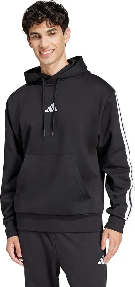 adidas Mens Essentials 3-Stripes Fleece Hoodie Casual Outerwear Casual - Blue