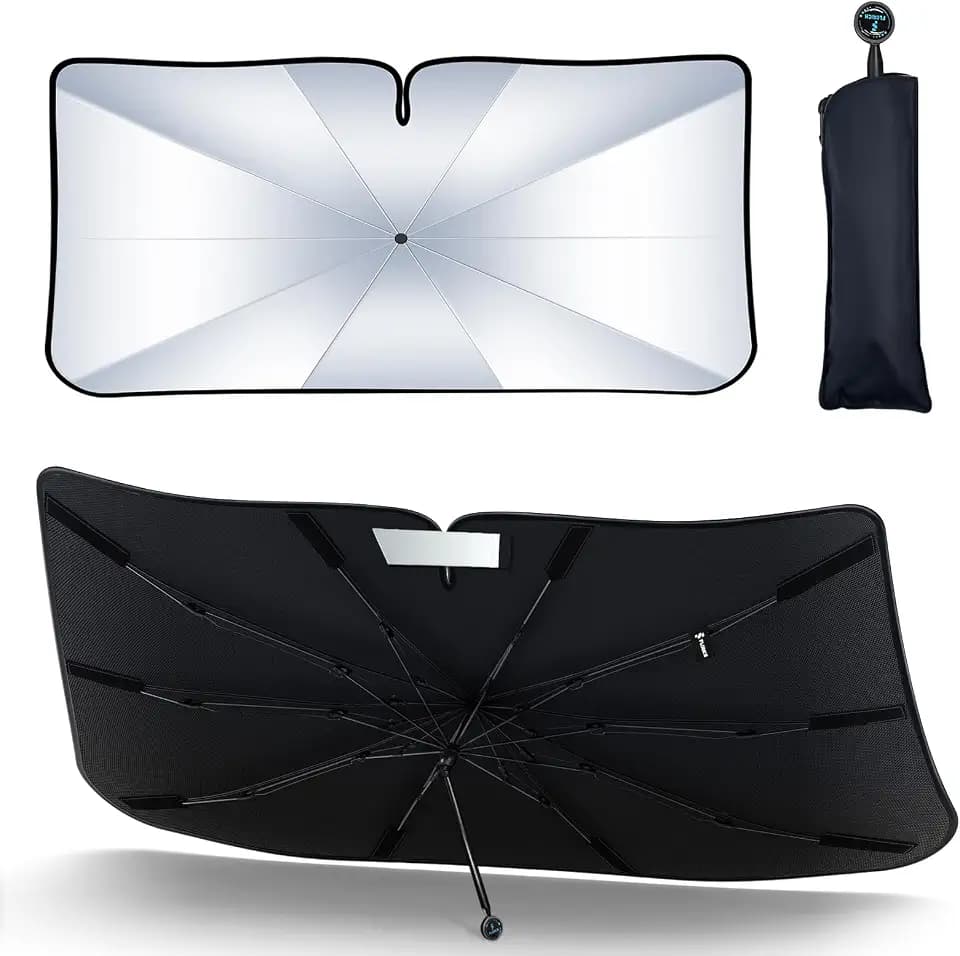 [2026 Upgrade] FLORICH Windshield Sunshade Umbrella Foldable Car Windshield Sun Shade Cover, Car Window Shades Protect Interior from UV Keep Car Cooler Medium(57" L x 33" W)