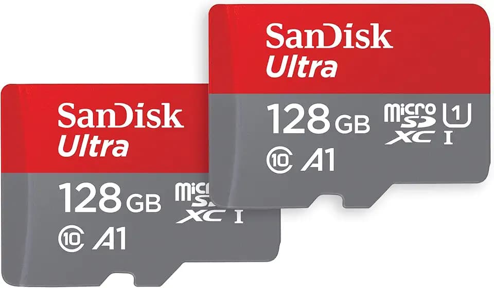 SANDISK 128GB Ultra microSD Card + Adapter Up to 140MB/s Read Speeds 2-Pack