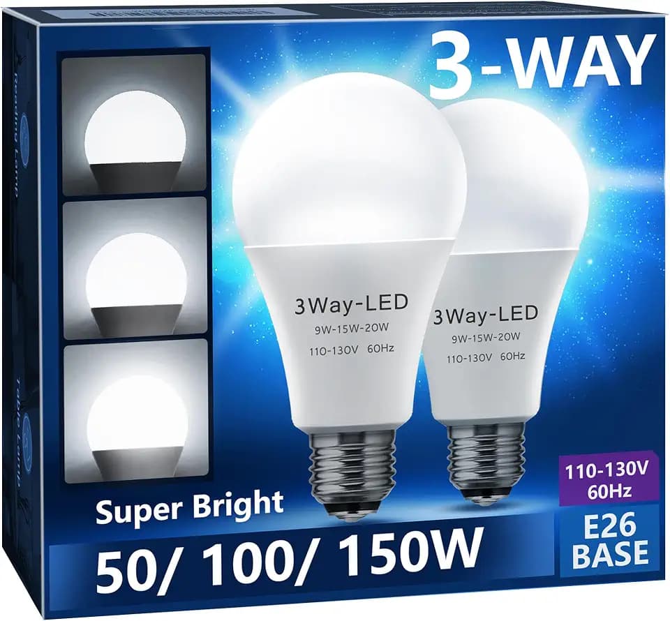Briignite 3 Way LED Light Bulbs 50-100-150W Equivalent A21 Daylight White
