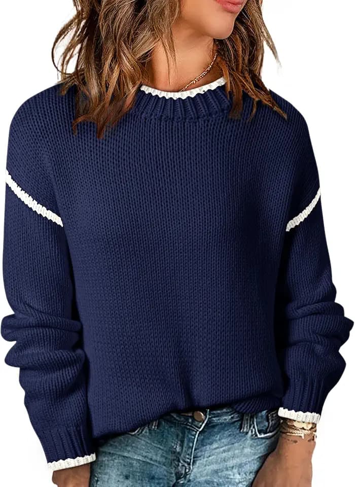 SHEWIN Womens Sweaters Crewneck Long Sleeve Knit Pullover Sweater