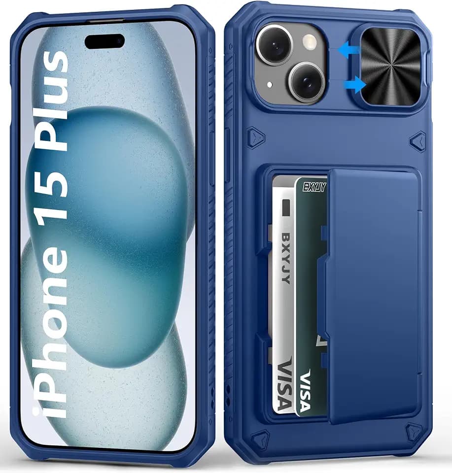 BXYJY for iPhone 15 Plus, iPhone 14 Plus Case Wallet, Card Holder, Blue