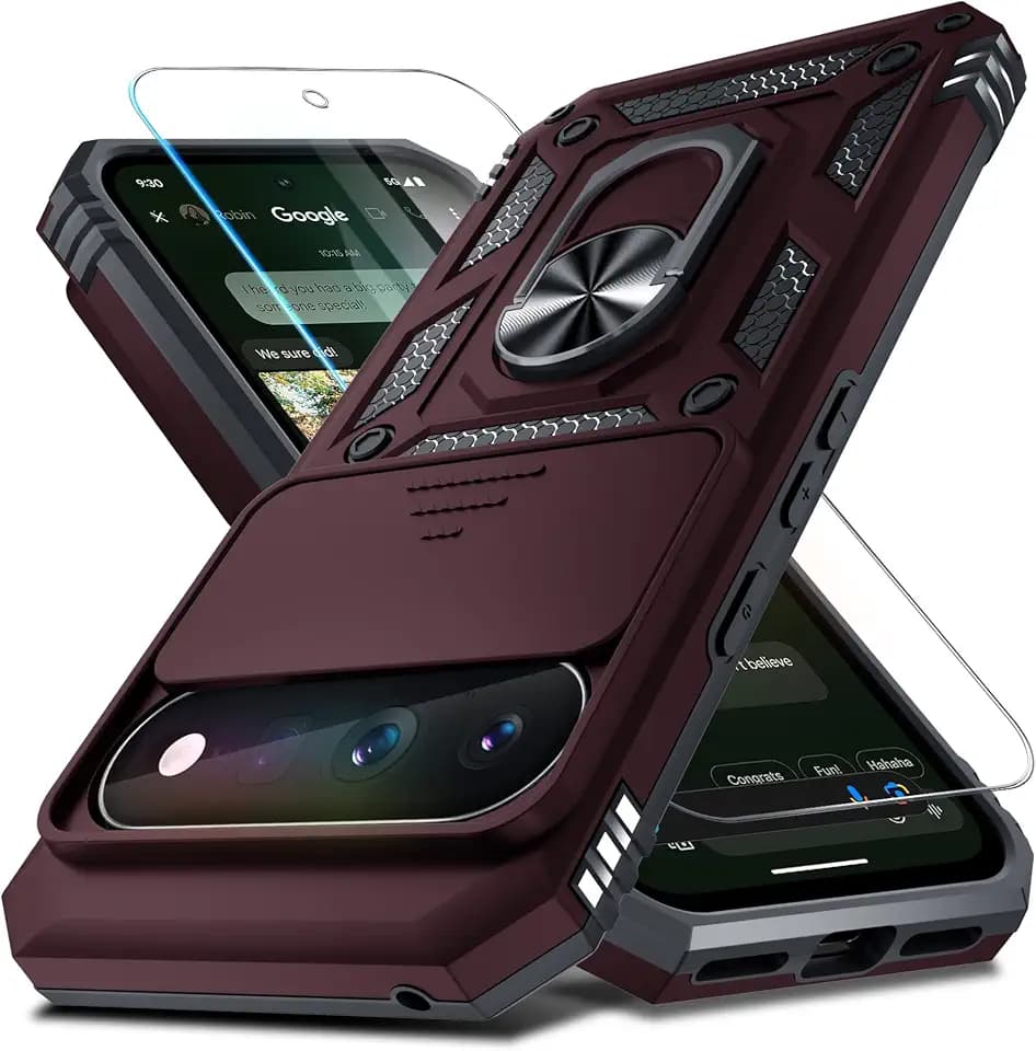 for Google Pixel 11/11 Pro Case Built in Slide Camera Cover,Wine Red