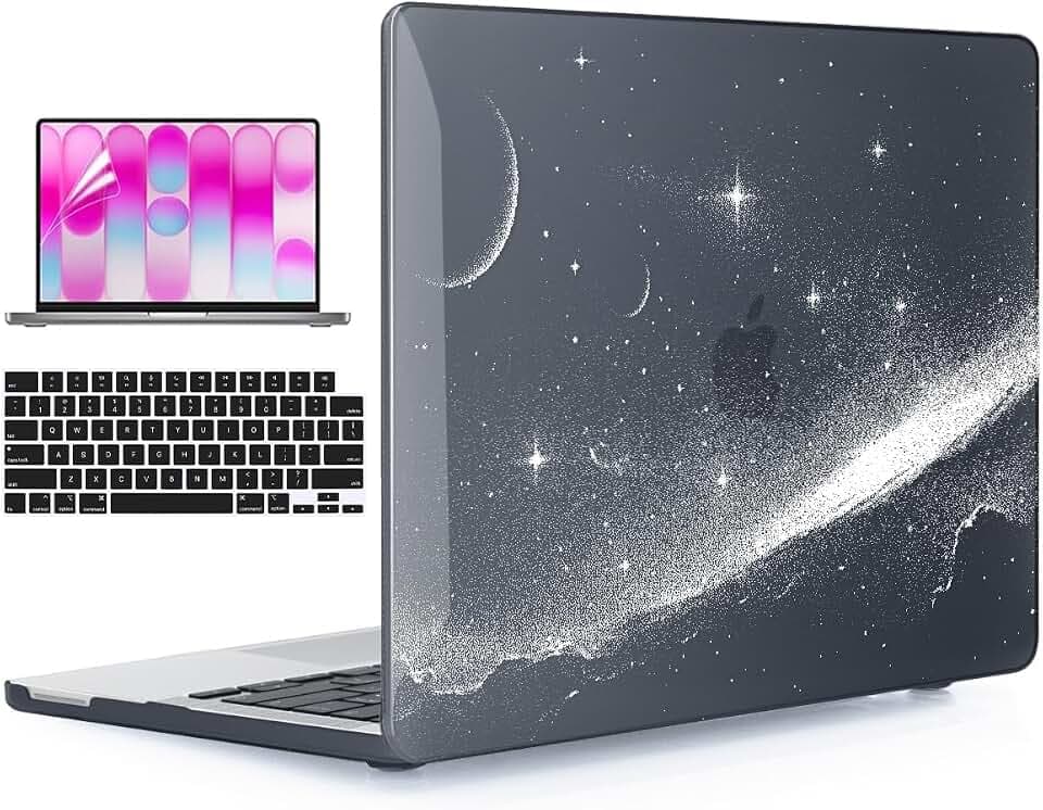 Compatible with MacBook Neo 13 Inch 2026 (A3404, A18 Pro Chip, Liquid Retina Display) Printed Pattern Plastic Hard Shell Cover, with Keyboard Cover+Screen Film+Trackpad Film,Starry Sky