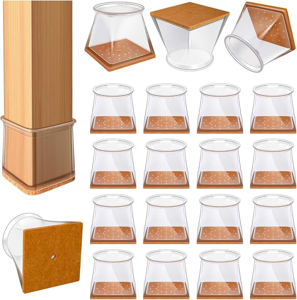 24 Pcs Chair Leg Floor Protectors for Hardwood Floors Square
