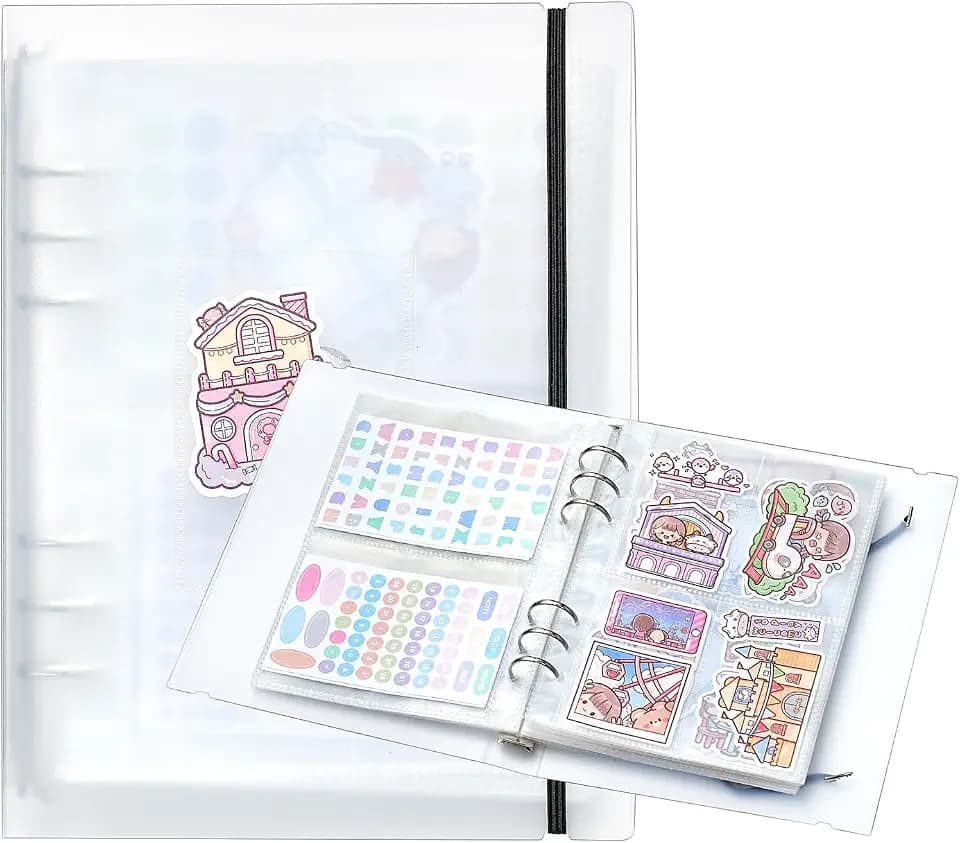 1pcs A5 Sticker storage Album,sticker organization Collecting Book Binder sleeves for planner stickers organizers collector recipe cards (3 different sized pockets)