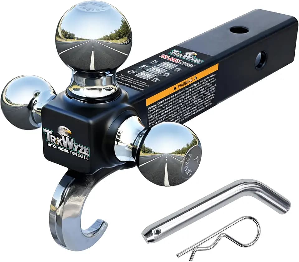 Tri-Ball Hitch 2 Inch Receiver, Chrome-Plated, Rust Resistant