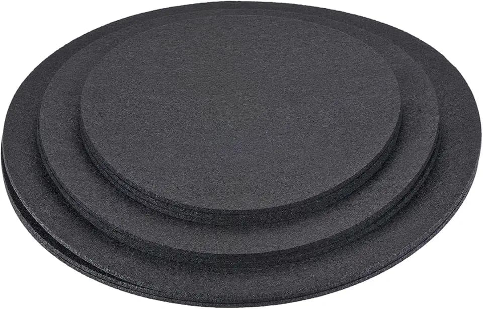 MECCANIXITY Plant Coasters 8 10 12 Inch Reversible Absorbent Waterproof Round Felt Pad Mat, Black 9in1 Set