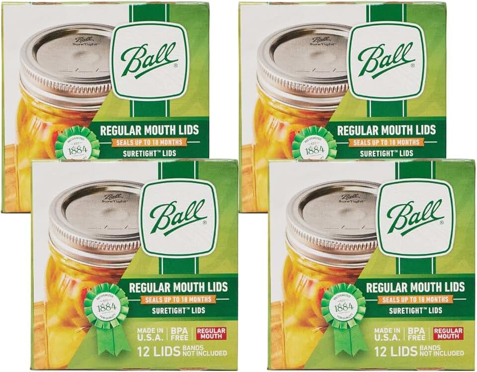 Ball Mason Jar Lids, Regular Mouth, 12 CT (Pack of 4)