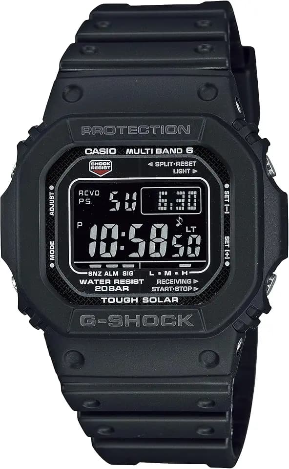 Casio G-Shock GWM5610U-1B Men's Tough Solar Atomic Digital Watch, Multi-Band 6 Radio Controlled, 200M Water Resistant, Shock Resistant, LED Backlight, Black Resin Strap