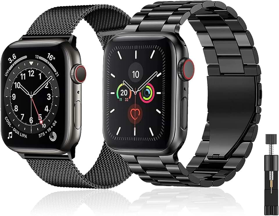 2 Stück Armband Kompatibel mit Apple Watch Armband 38/40/41/42/44/45/46/49mm Prämie Edelstahl Metall Ersatz Armband für iwatch Serie Ultra2/Ultra/SE2/SE/9 8 7 6 5 4 3 2 1