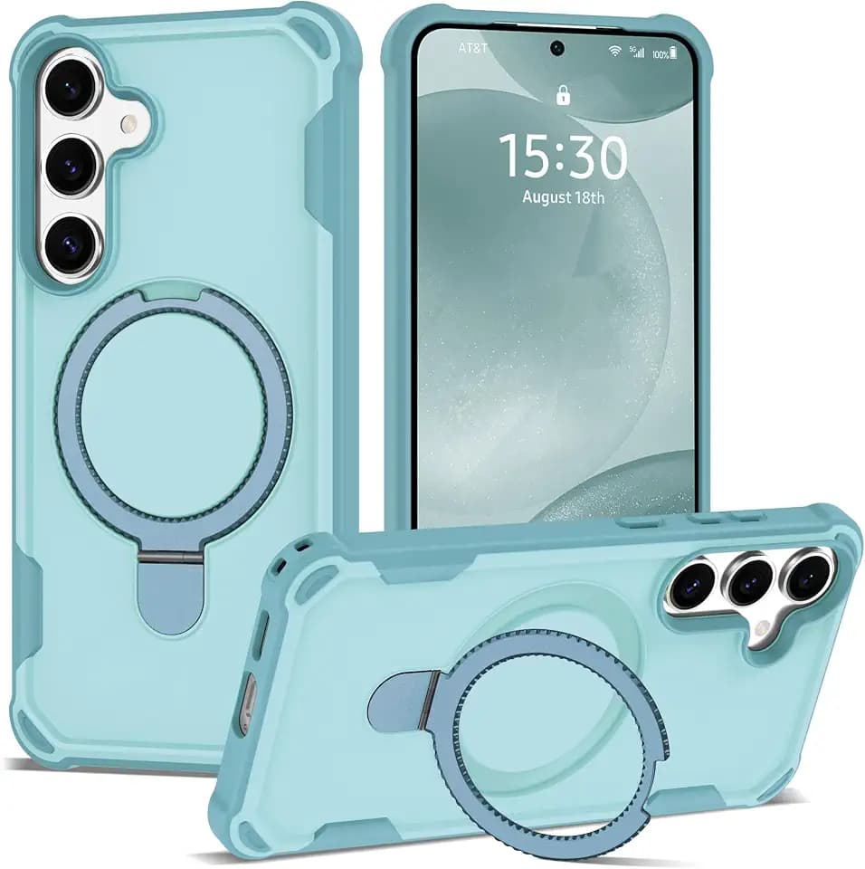 Designed for Samsung Galaxy S24Plus & S25PLUS Case 6.7'' with Magnetic Ring Stand [Military Drop Protection][Compatible with MagSafe] Shockproof Plus Phone Case for Men Wowen,Blue 250812