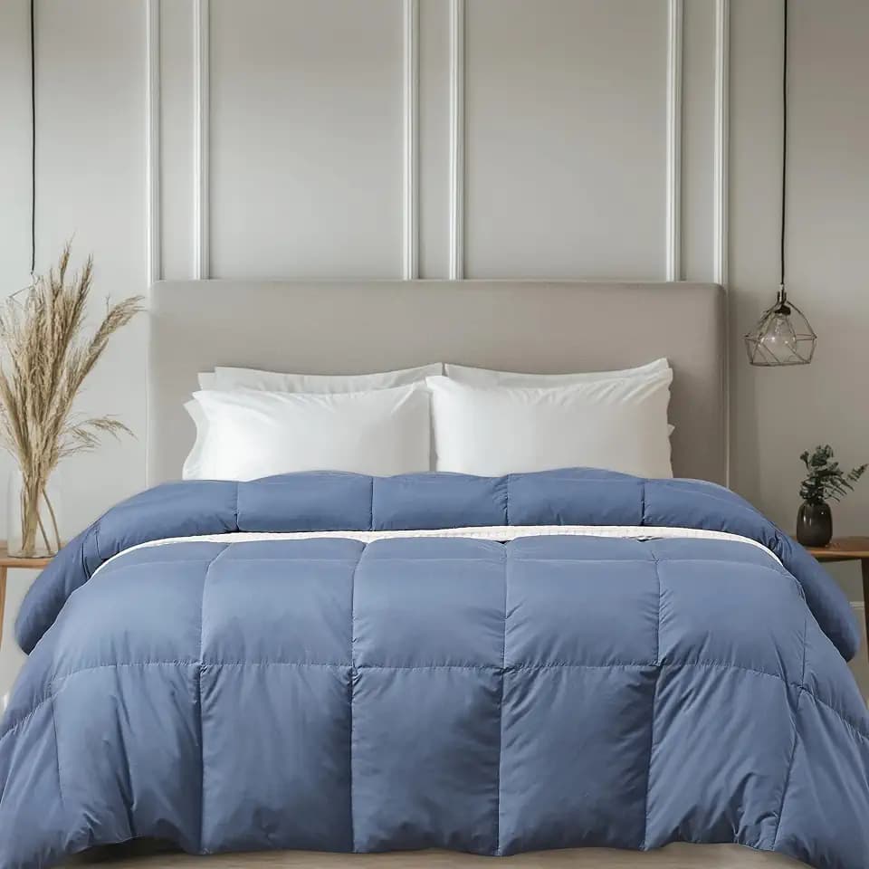 Beautyrest Soft Feather Down Comforter King Size,Hotel Collection Lightweight Hypoallergenic Comforter,All Seasons King Duvet Insert with Corner Tabs,106x90 Inch,Blue