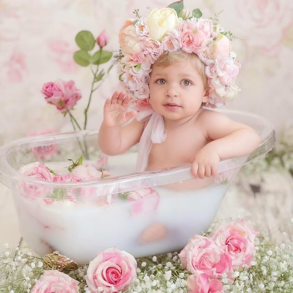 Milk Bath Tub for Baby Photography, Clear Acrylic Oval Photo Prop