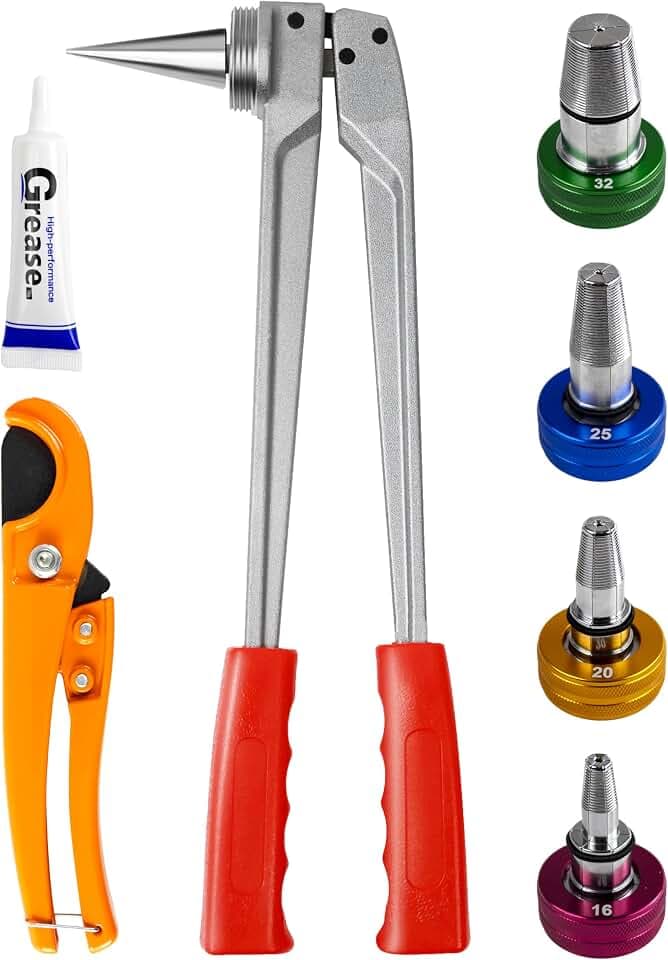 AMZCNC PEX-A Aufweitwerkzeug Set 16-32mm, Rohraufweiter mit 4 Köpfen