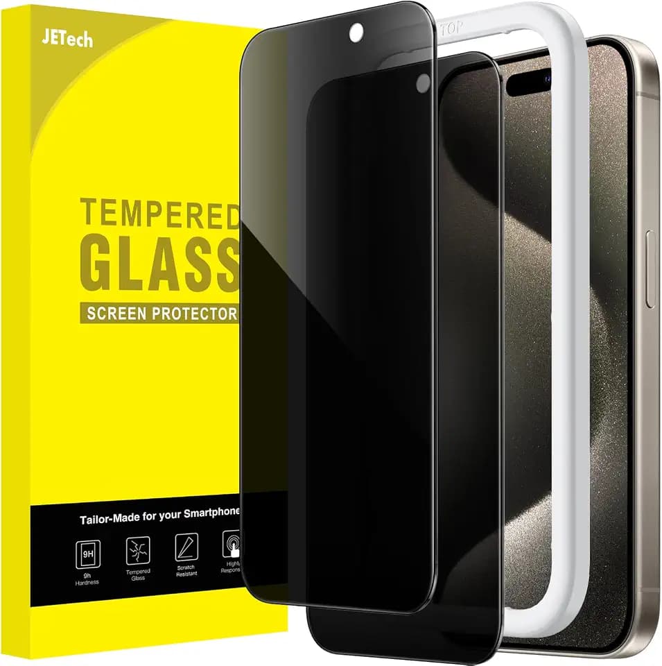 JETech Privacy Screen Protector for iPhone 15 Pro Max, 2-Pack