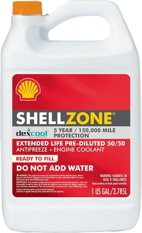 Shell Zone Dex-Cool Extended Life ELC Antifreeze + Coolant, Pre-Diluted 50/50 (1 Gallon, Single Pack)