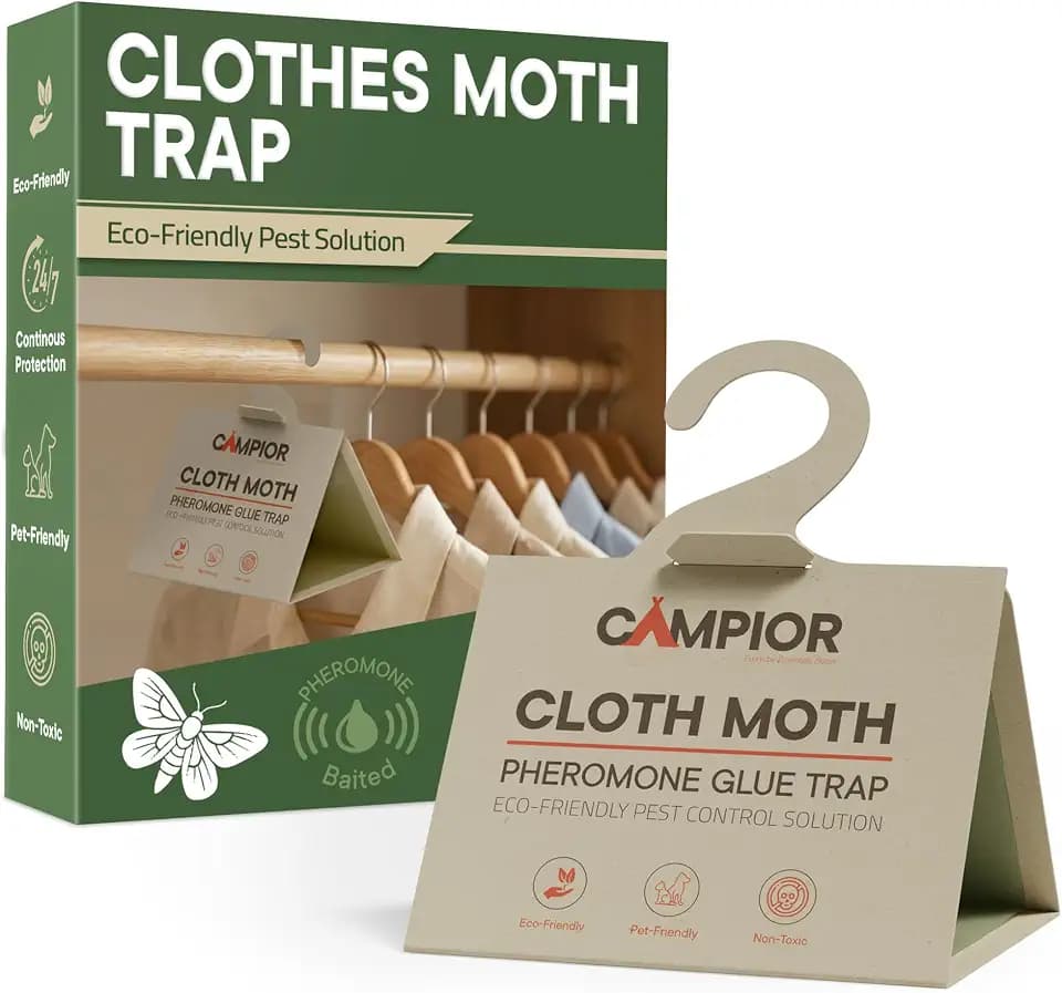 Clothing Moth Traps with Pheromones (12 Pack) Non‑Toxic, Sticky Glue Traps for Clothes Moth Treatment & Prevention, Case‑Making & Web‑Spinning Moths, for Closets & Storage, Protects Clothes & Carpets
