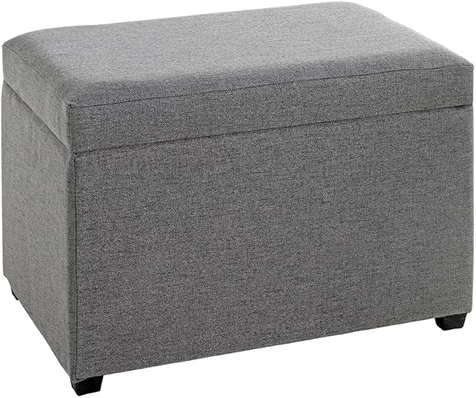 HAKU Sitztruhe anthrazit, MDF, Textilgewebe - Maße: B 58 cm x H 42 cm x T 39 cm, Style: Art Deco