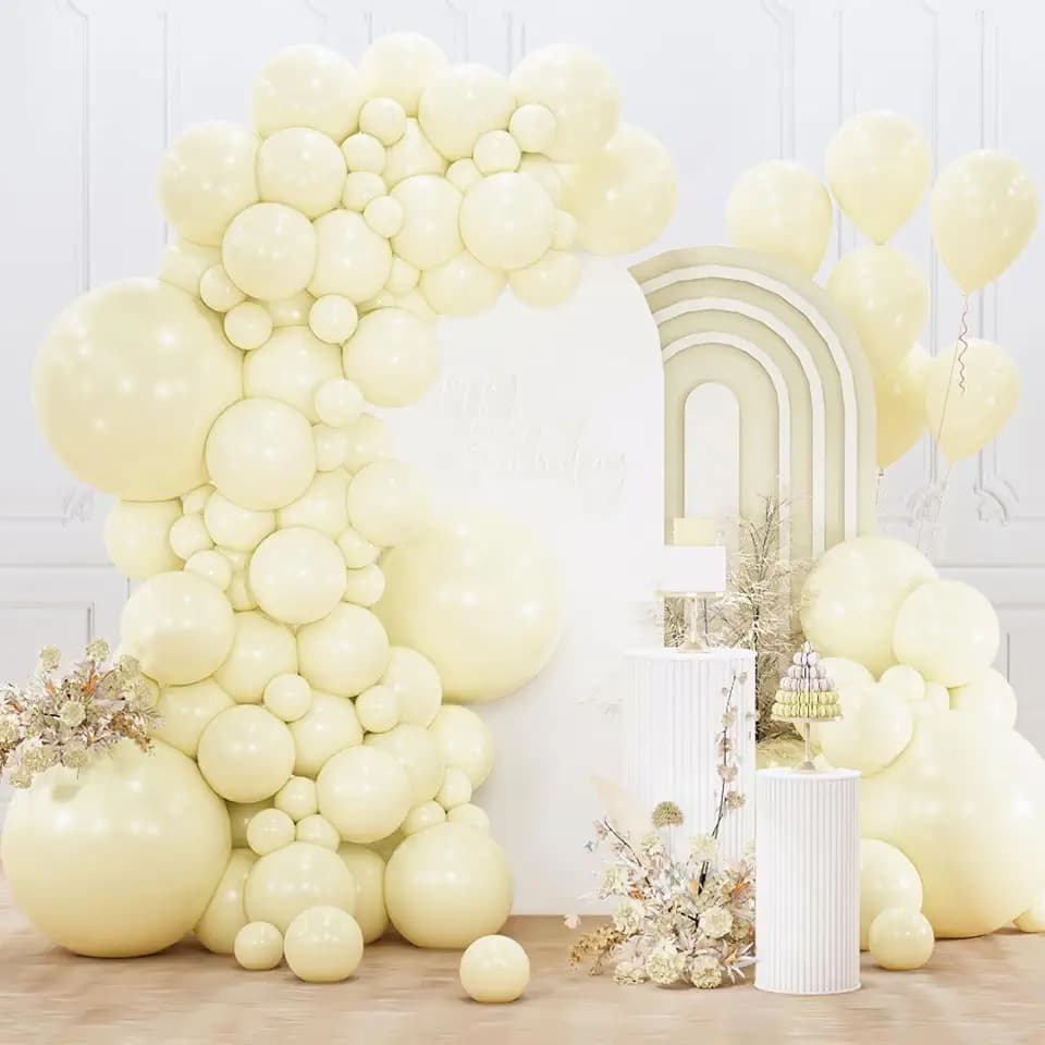PartyWoo Pastel Yellow Balloons 152pcs Light Pale Yellow Different Sizes