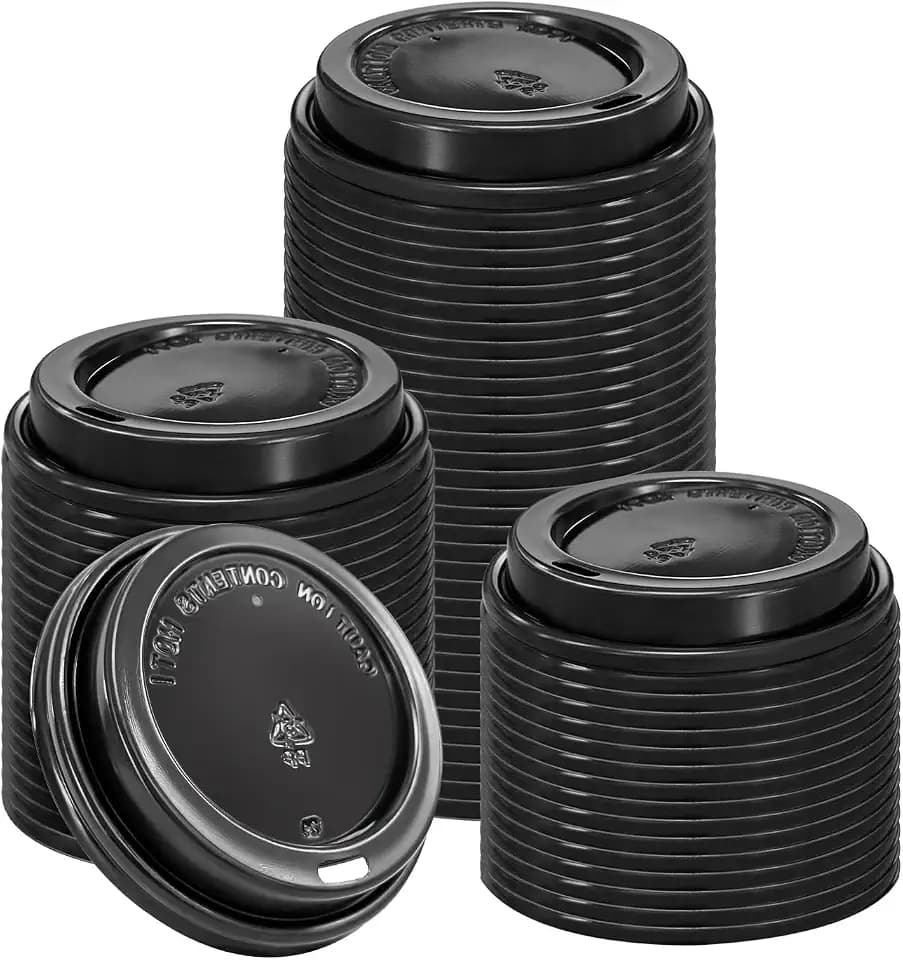 Lamosi 180 Pack Disposable Plastic Coffee Cup Lids Black