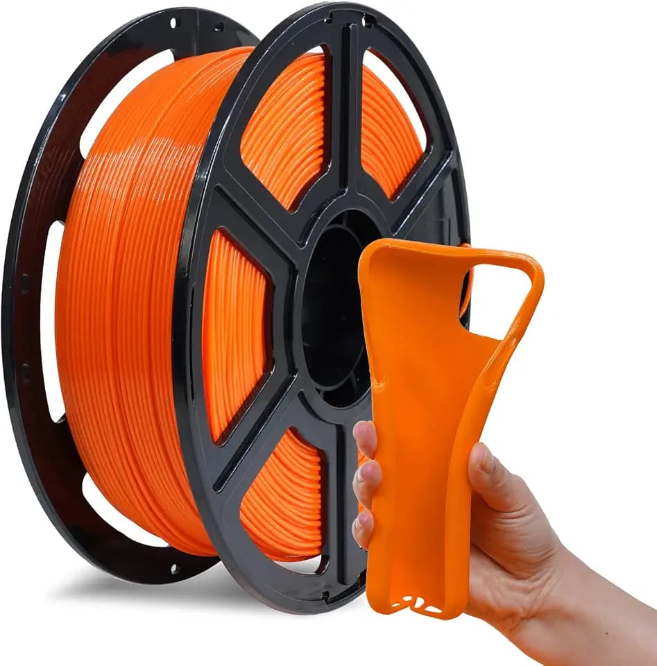 Flashforge, flexibles PLA-Filament für 3D-Drucker, 1 kg Spule, Maßgenauigkeit +/- 0,02 mm, umweltfreundlich, rauch- und geruchsfrei (orange, flexibles PLA)